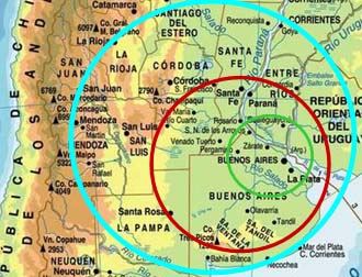 Circulos de cubrimiento del Globo segun altura